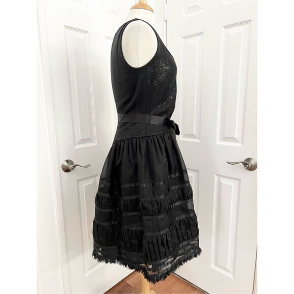 St. John Womens Black Sleeveless Evening Sparkle Silk Wool Cocktail Dress Size 6 - Picture 2 of 8